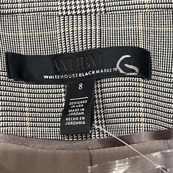 NWT White House Black Market Blazer Womens 8 Taupe Plaid Double Breasted Buttons - Picture 8 of 11